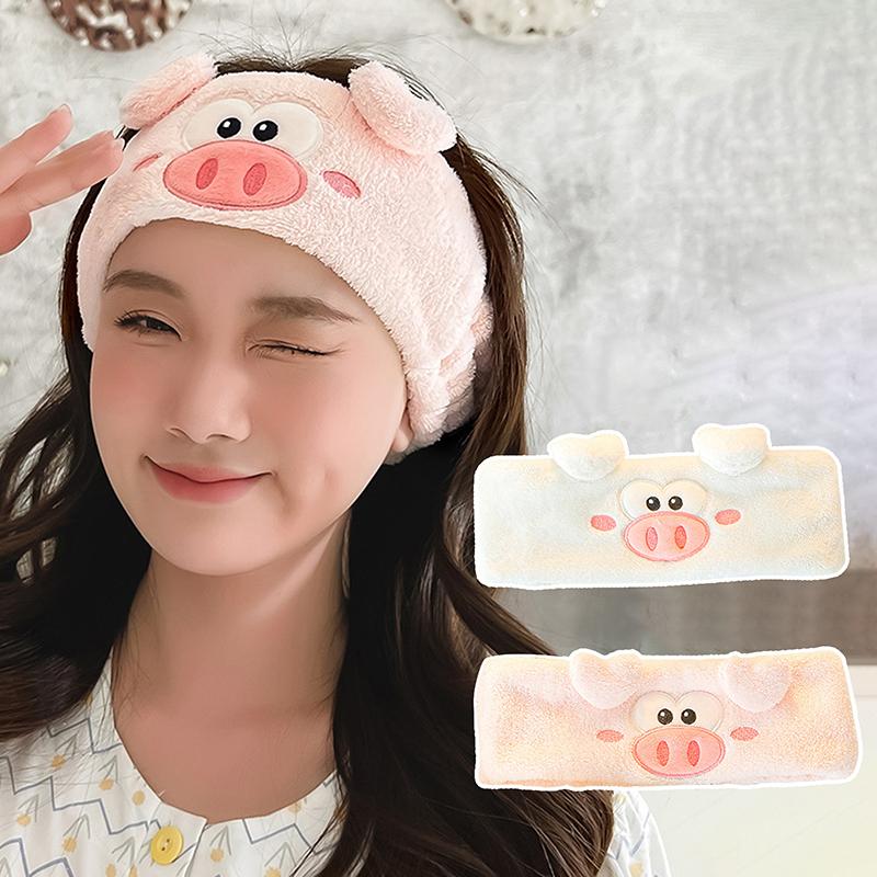 Kawaii čelenka do lázní, na líčení, mytí obličeje, na párty - Roztomilá prasečí čelenka do vlasů do sprchy, pro kosmetiku, péči o pleť, měkké obličejové čelenky