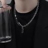 Unisex Black Stone Pendant Necklace Trendy Layering Necklace Titanium Steel Jewelry Perfect for Casual or Formal Outfits