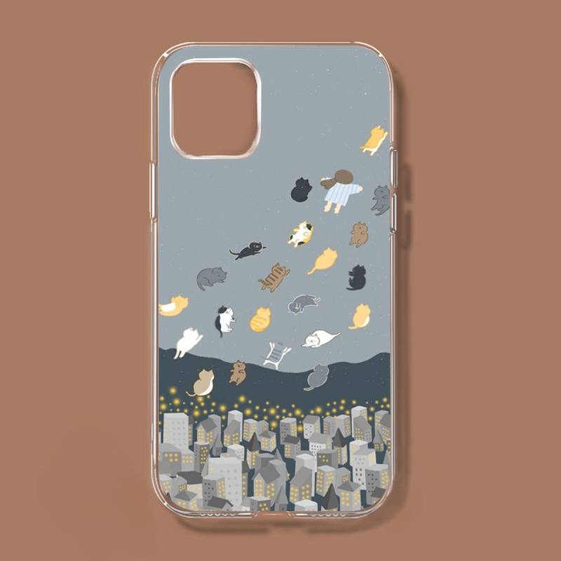 Retro illüstrasyon sevimli japon kediler telefon kılıfı için Iphone 11 12 13 Mini Pro Xs Max 8 7 6 6s artı X 5s Se 2020 Xr kapak