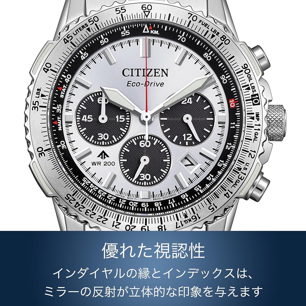 Citizen Promaster CA4660-61A Eco-Drive Solar Watch 20 Bar Water Resistant Chronograph Silver White Dial