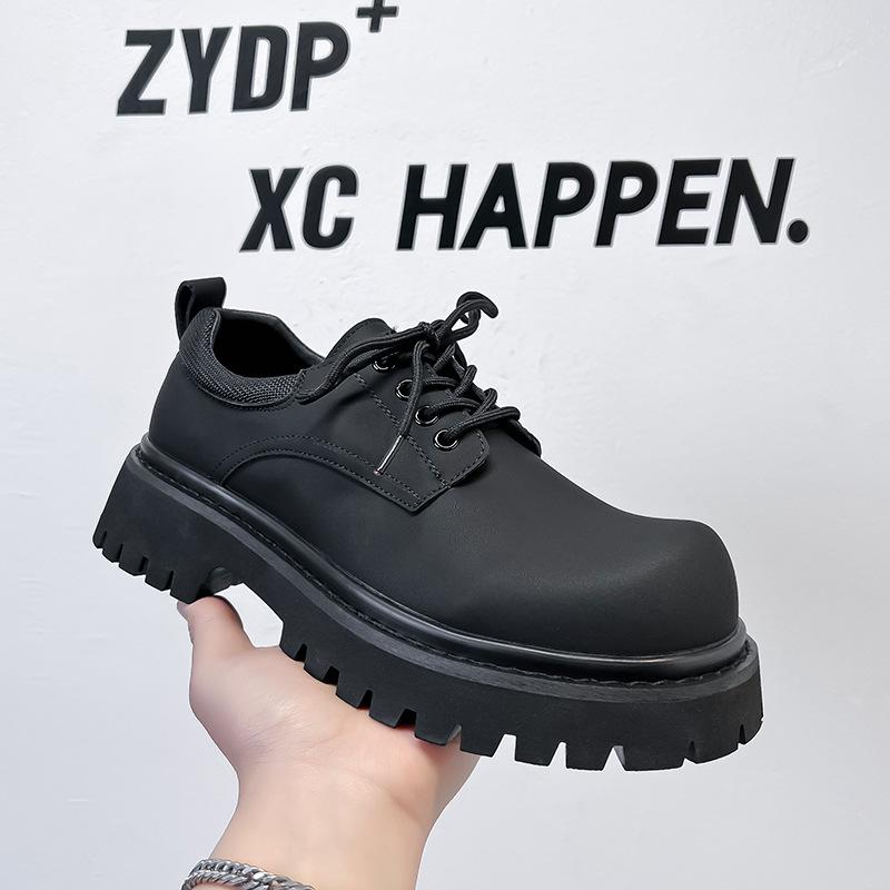 

2025 new Mickey Derby shoes men s shoes big head leather shoes platform trendy shoes retro old versatile 66325-A 38 чёрный