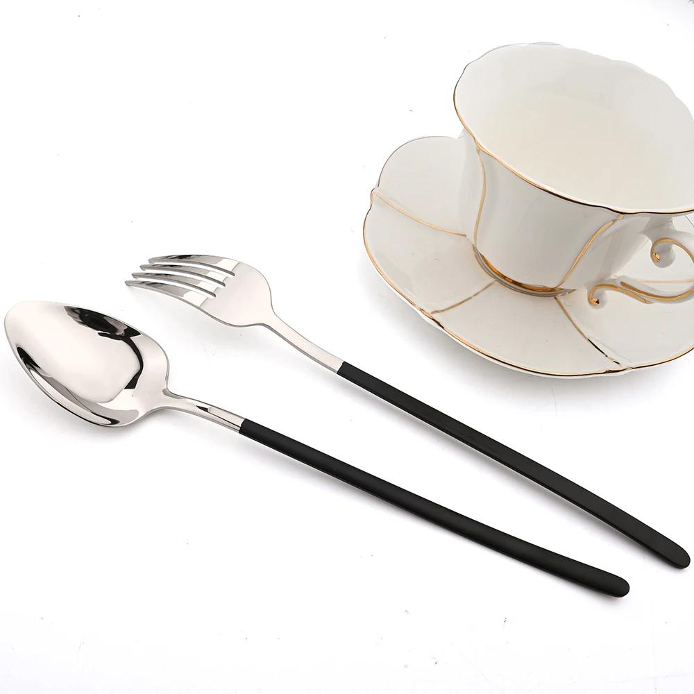24Pcs Silver Cutlery Set Stainless Steel Dinner Knife Fork Spoon Dinnerware Set Kitchen Tableware Western Silverware