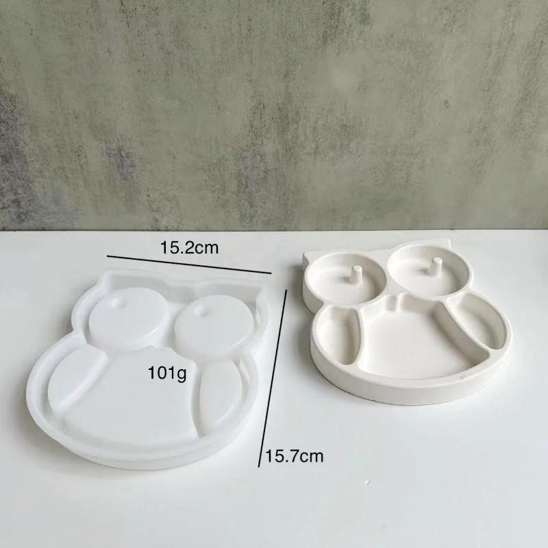 Plaster Concrete Silicone Mold DIY Epoxy Resin Jewelry Storage Tray Display Plate Cute Owl Heart Shape Fish Clover Shape