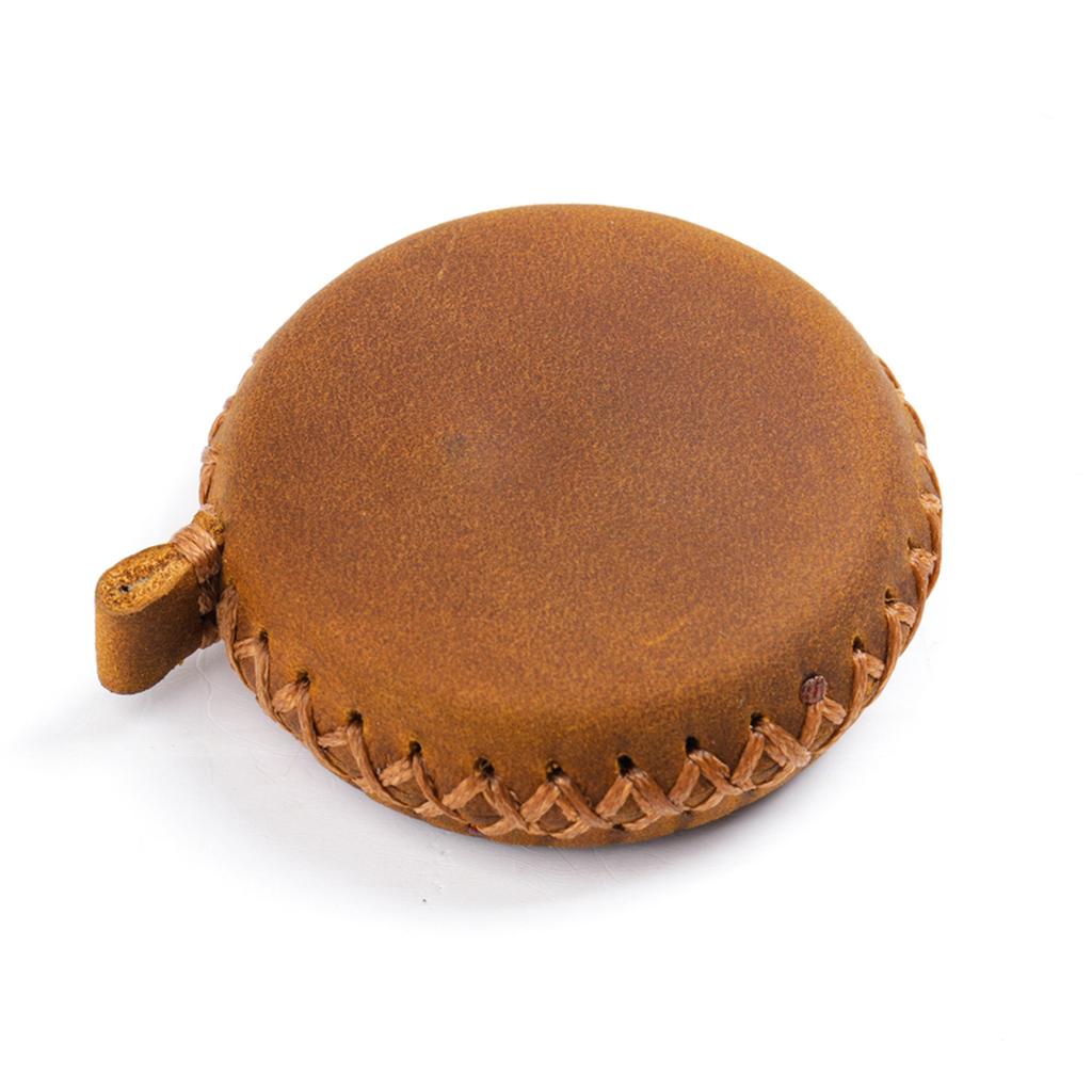 Hand Stitched Genuine Leather Mini Tape Measure 1.5M Auto Retractable Body Sewing Measuring Tape Portable Tailor Soft Ruler