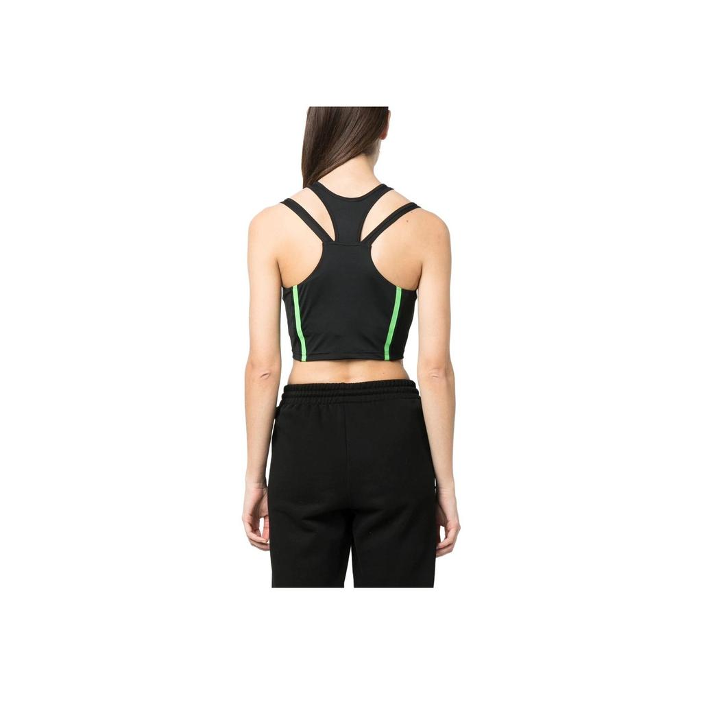 Adidas Striped Sleeveless Sports Tank Top Women Tops Black HR4483