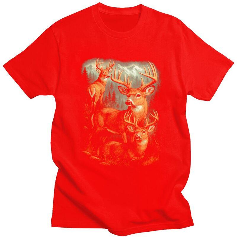 Majestic Deer In The Forest Wildlife T Shirts Men Women Short Sleeve Tshirt Graphic Tee Pure Cotton Loose Oversized Clothing S