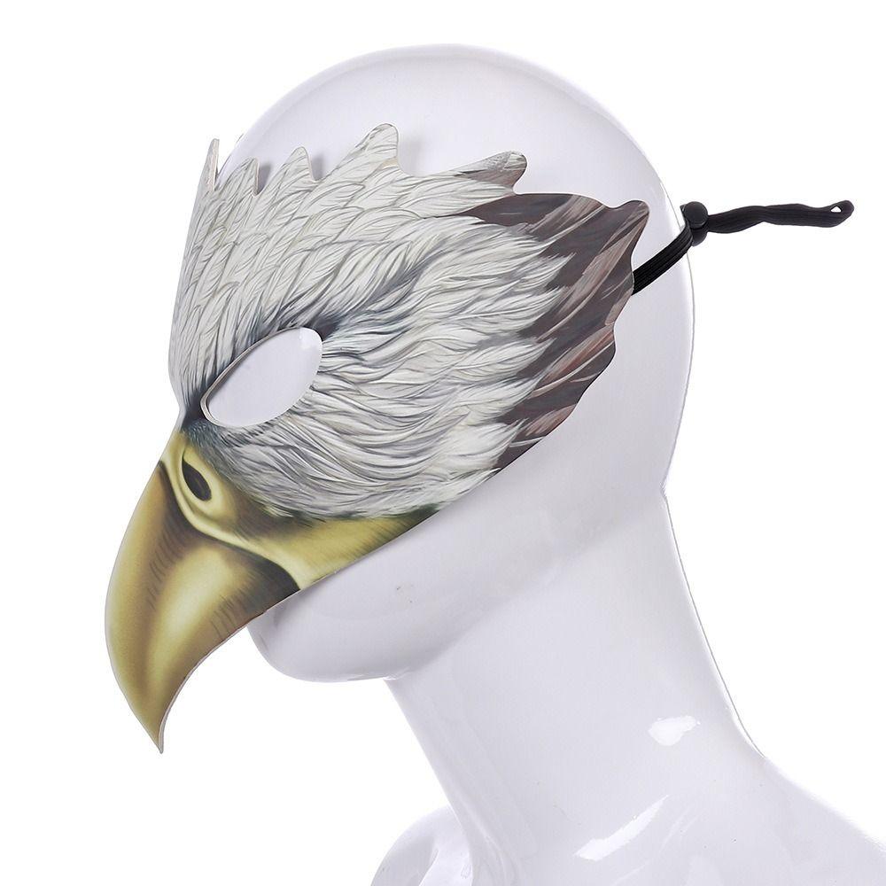 PU Leather Halloween Eagle Mask with Elastic Belt Full Face Animal Cosplay Mask Handmade Realistic Masquerade Face Masks