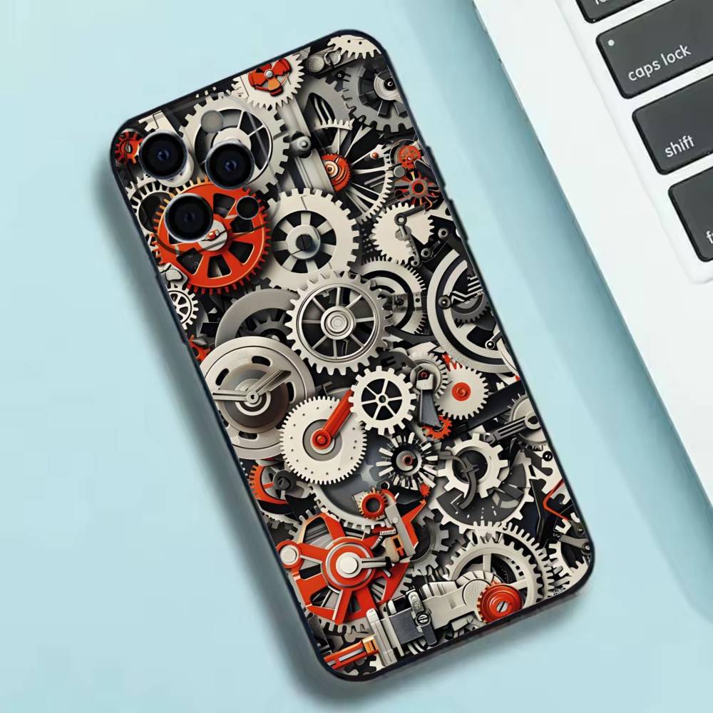 Chromatic Gear pattern Phone Case Silicone Soft For IPhone 17 16 15 14 13 12 11 X XR Plus Pro Max Plus