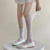 White Calf Socks Stacking Socks Women's Summer Black Thin Women's Medium Tube Tide Socks Breathable Outer Wear Flower Lace Stockings