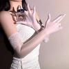 Thin Transparent Gloves 51CM Length Cosplay Gloves Sexy Stage Performance Gloves  Stage Shows