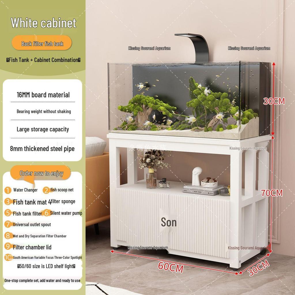 Ultra-Clear Glass Fish Tank with Integrated Stand and No-Change Water System
