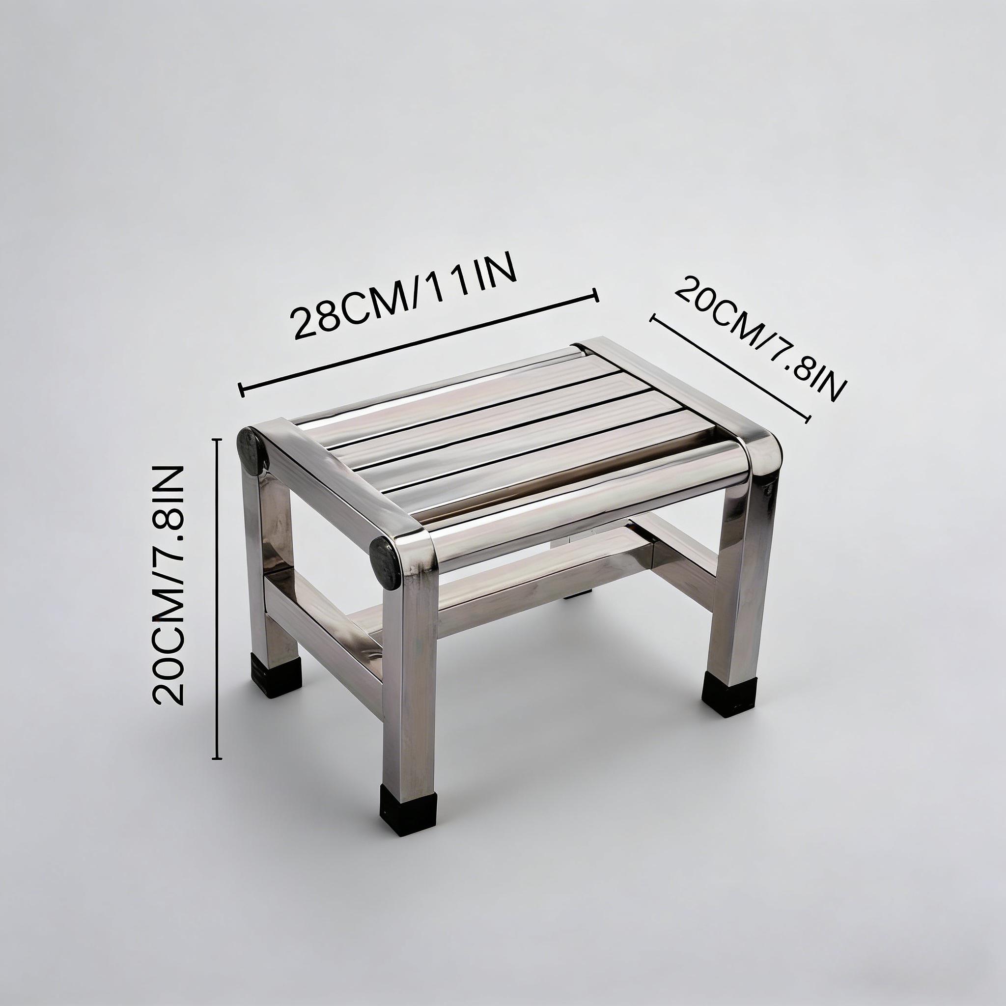 

Functional Stainless Steel Stool Durable Thick Sturdy Structure Household Sitting Stool Living Room Bathroom Kitchen Corridor