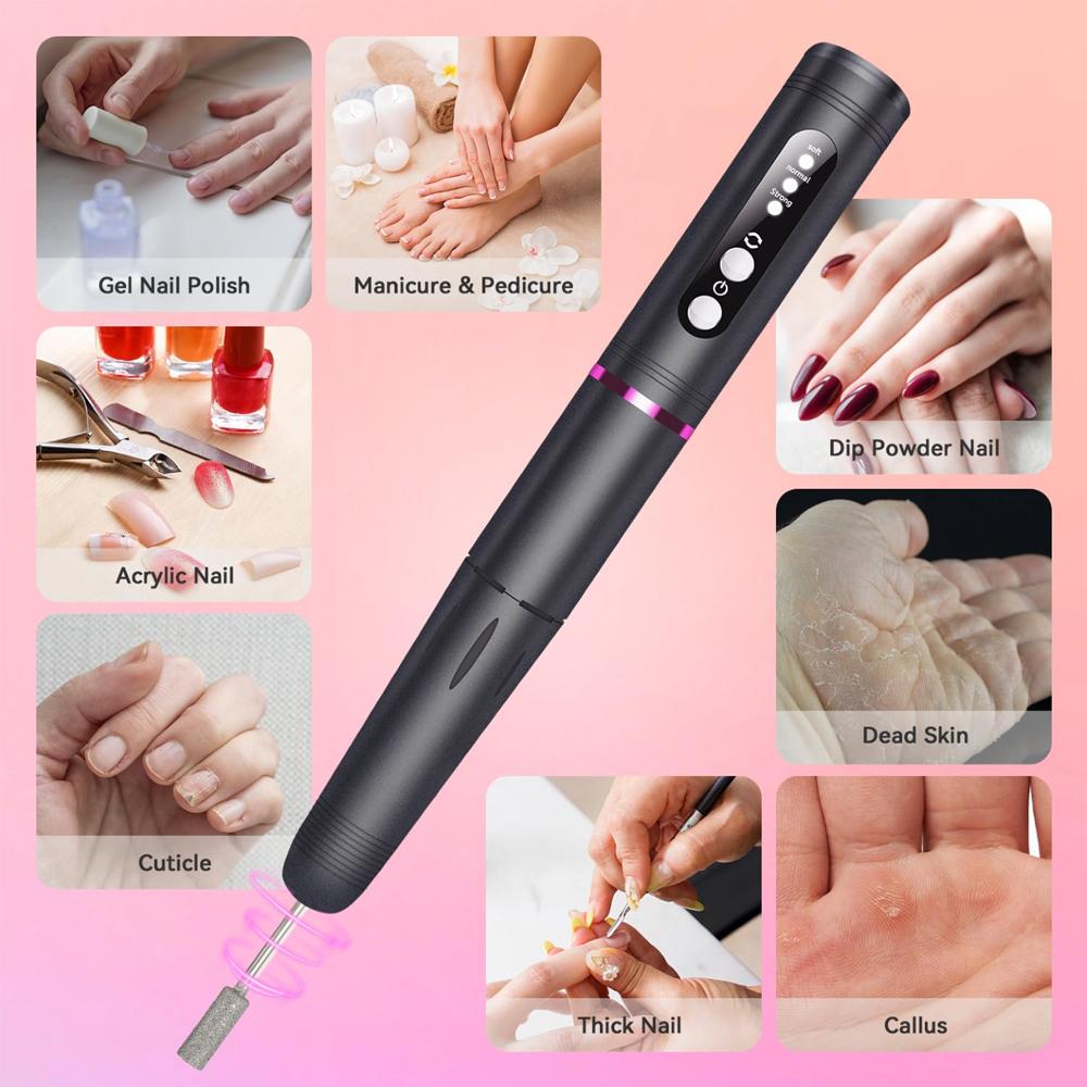 Professional Nail Drill Machine Electric Nail Files Milling Cutter Set Rechargeable Nail Tools For Gel Polishing 18000RPM
