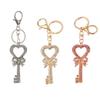 Keychain Pendant Rhinestones Inlaid Heart Key Design Key Chain with Anti-Oxidation Lobster Clasp Backpacks Accessory