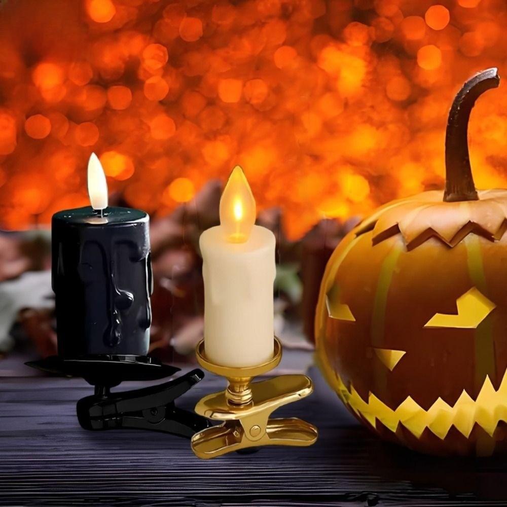 Flickering Candle Flame Clip on Candles for Christmas Trees Plastic LED Light Candle Holder Window Candlesticks Detachable Clips