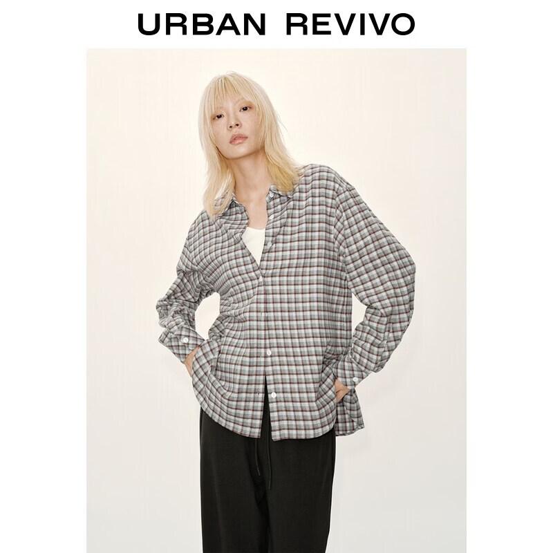 UR Spring Women's Vintage Plaid Collared Shirt