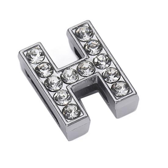 Rhinestone Letter Beads Alloy A To Z Charms Slide Letter Charms Small Spacer Beads for DIY Jewelry Making Keychain Cell Phone Chain Bracelet Craft
