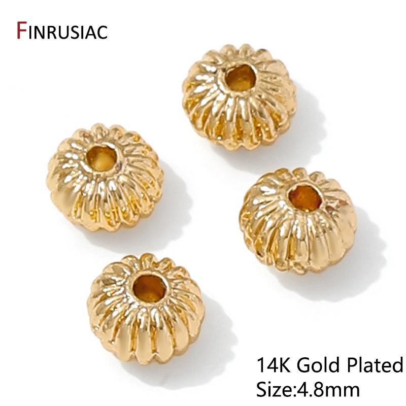 14K Gold Plated Round Spacer Beads For Jewelry Making,Brass Flat Beads Separators For DIY Bracelet Necklace Making Accessories