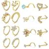 16 Pcs 20G 316 Stainless Steel Nose Rings Hypoallergenic Nose Studs Cartilage Earrings Piercing Jewelry for Women