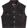 Levis 90s Vintage Loose Simple Rhinestone Embellished Short Denim Vest Women Vests 001W2-0007