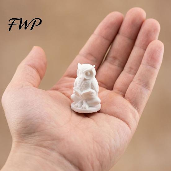 Owl Figurine Meditation 3D Printed Cute Reading Statue Novelty Relaxing Desktop Toy Zen Yoga Animal Sculpture for Office Shelf Decor Stress Relief