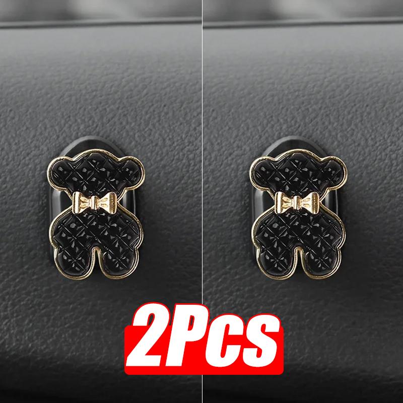 1/2 Stück Kreativer Bär Blume Mini Autohaken Sitzlehnenhalter für Schlüssel Aufhänger Auto Aufbewahrungsorganizer Auto Innenraumzubehör