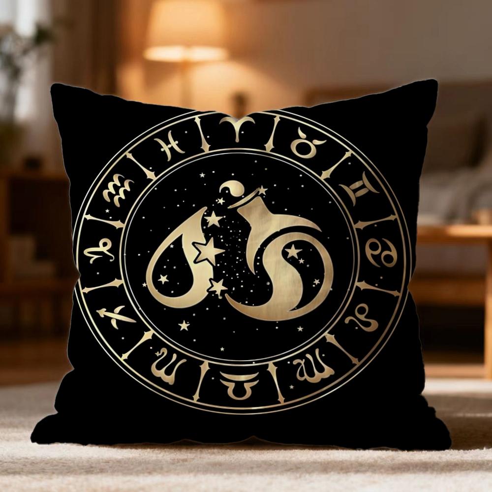 TTwelve Constellations Cushion Cover Soft Washable Pillow Case Multi-Scene for Couch Bed Travel Office Use