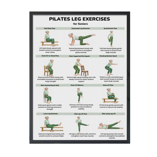 Chair Exercise Poster Seated Workout Chart Gentle Chair Yoga Movements Low Impact Exercise Guide for Seniors Beginners