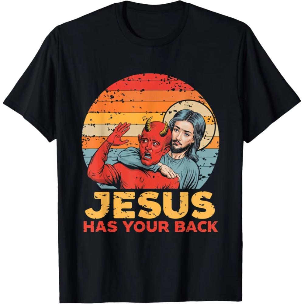 

2025 new model Hot Sale CottonUnisex T-Shirt Jesus Has Back Christian Faith Spiritual Unisex s and Women s Print T-Shirt S