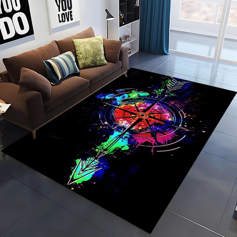 3D Retro Compass Map World Map Area Rug,Carpet Rug for Living Room Bedroom Sofa Decoration,Kitchen Doormat Non-slip Floor Mat