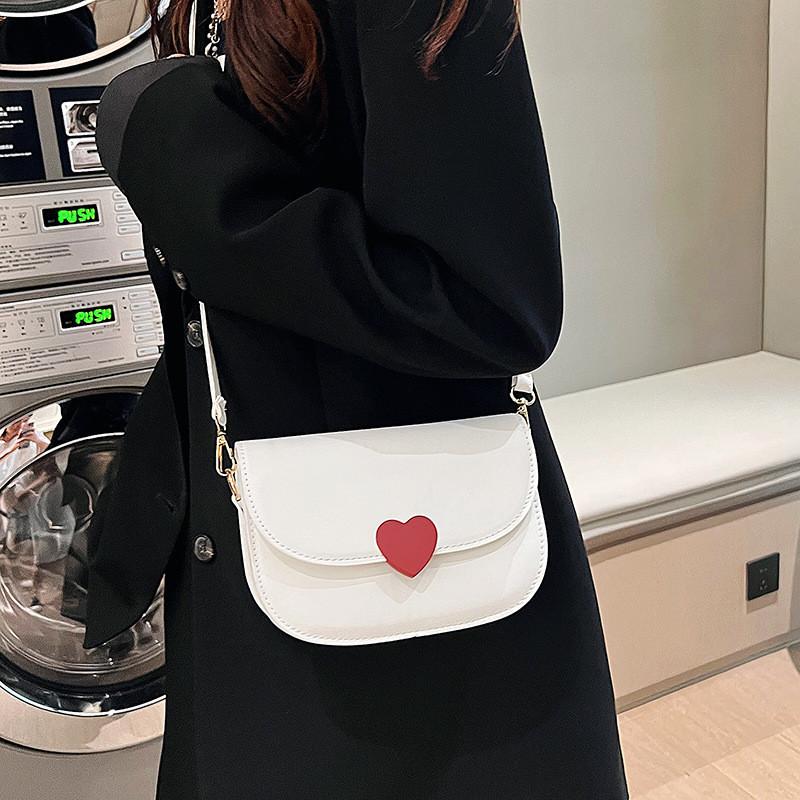 Trendy Black White Pink Casual Simple Shoulder Bag Stylish Saddle Bag For Women