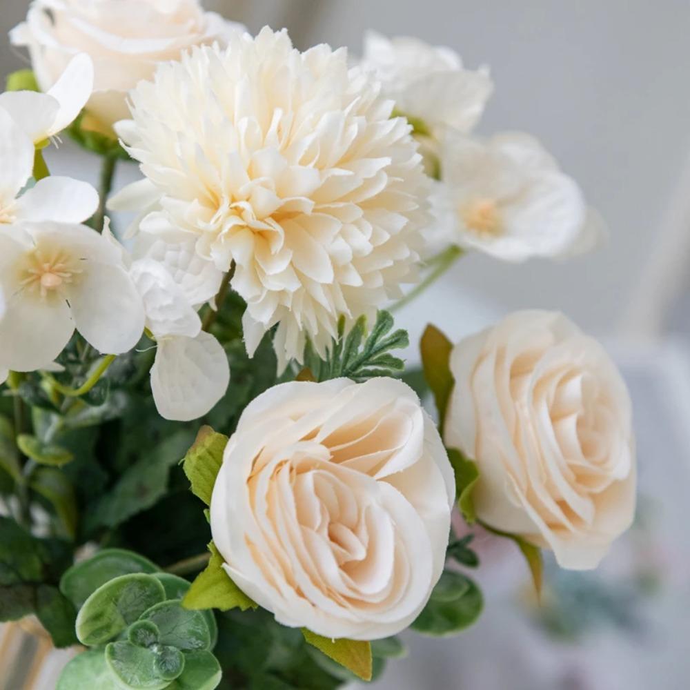 Artificial Flowers  6 Heads Roses Chrysanthemum Silk Bouquet Wedding Archway Fesrival Home Decoratio Photography Props Home Vase