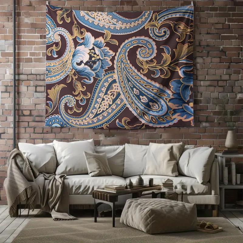 Bohemian Tapestry Wall Hanging Aesthetic Room Decor Vintage Floral Backdrop Large Wall Art Home Textile Dorm Decor Festival Back