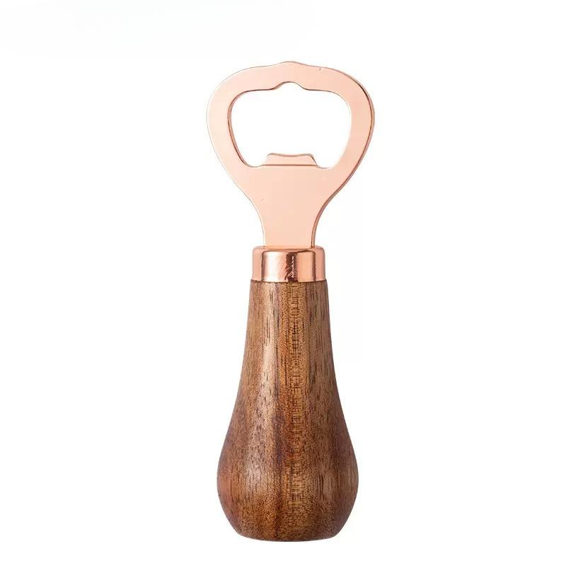 JOYBLISS 1PC Beer Bottle Opener Solid Wood Handle Stainless Steel Bottle Opener for Household Use