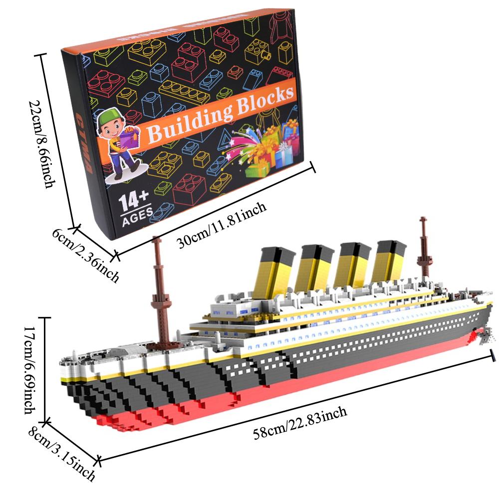 Kreatywny Model Statku Titanic z Klocków Budowlanych Cegiełki Zabawka Statek Rejsowy DIY Zabawki Edukacyjne na Prezenty Świąteczne