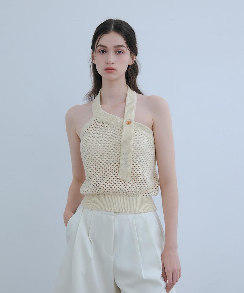 ODER Embroidered Halter Sleeveless - Beige