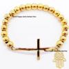 8mm Random Three-Color Bead Stainless Steel Handcrafted Cross Bracelet