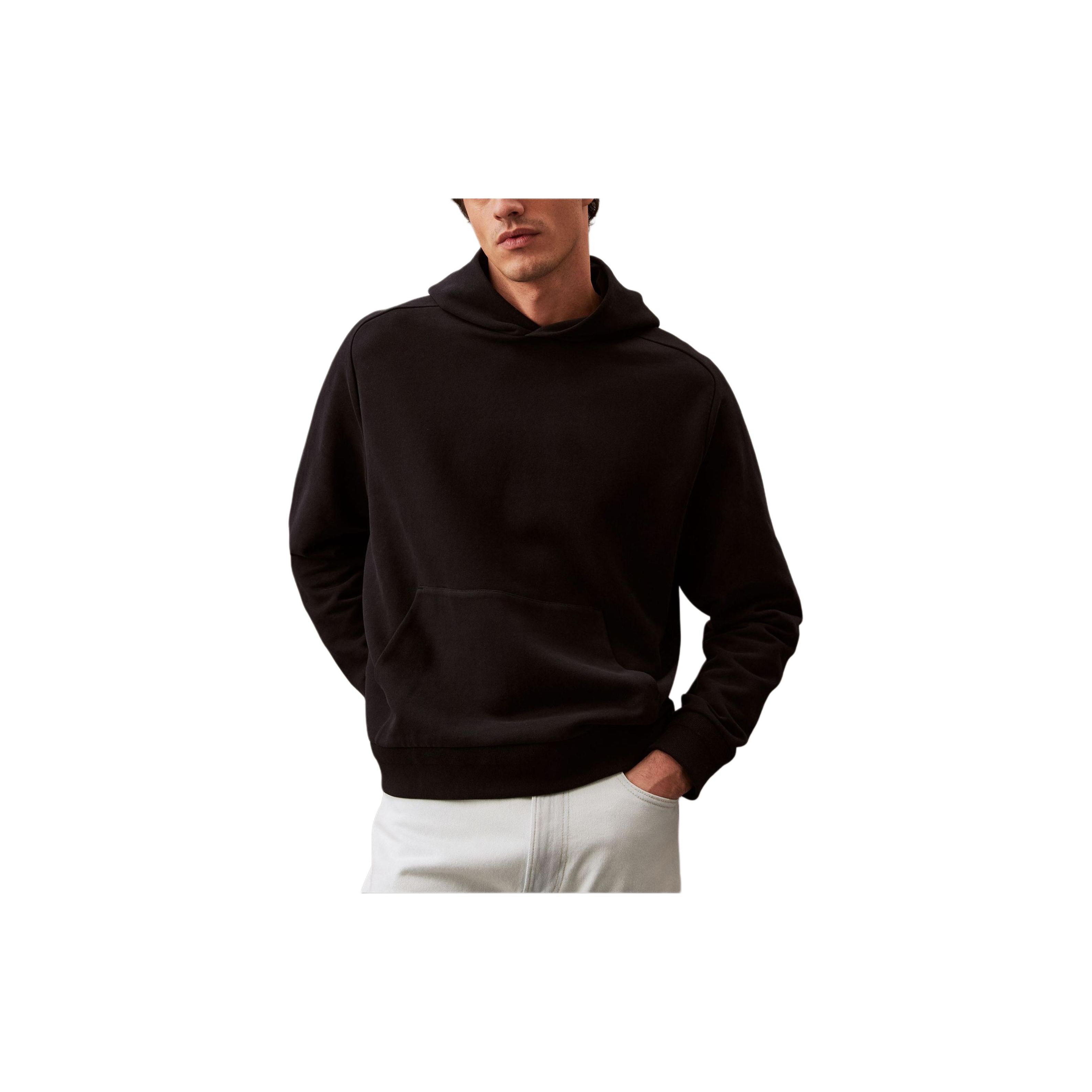 

Calvin Klein Jeans Solid Color Loose Casual Comfortable Hooded Long Sleeve Sweatshirt Men sweatshirt Black 40BM227-BAE L
