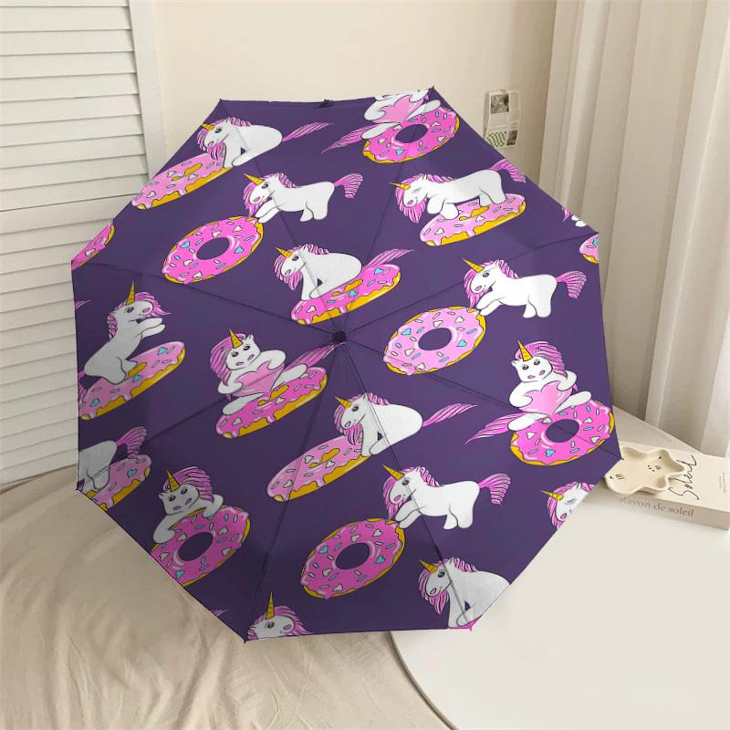 

1PC Unicorn Donut Umbrella-8-Rib Reinforced, Automatic Open, Lightweight & Durable, Fashion Accessory for Outdoor-D407