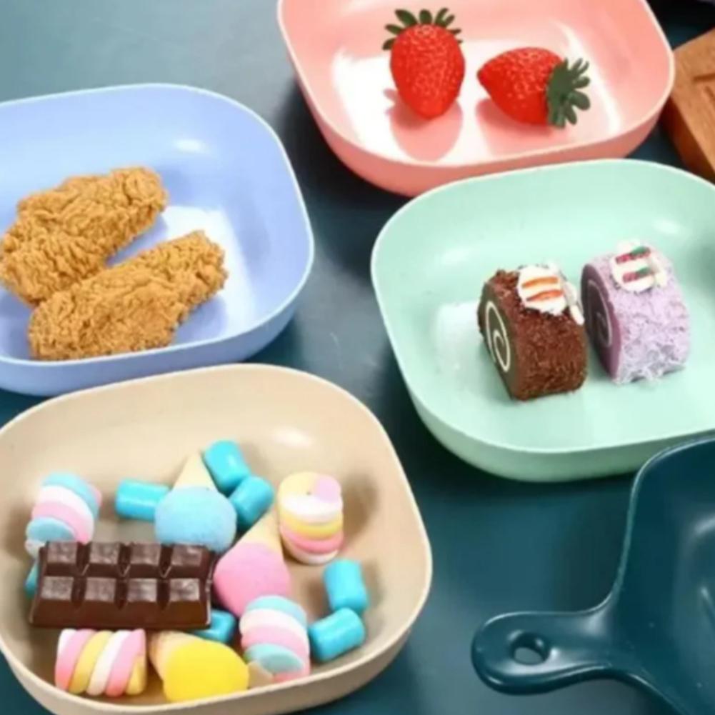 Plastic Plates Reusable Resistant Pet Bowl Dessert Dinner Kitchen Party Barbecue Durable Child Snack