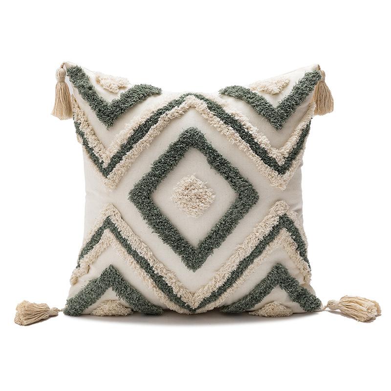 Junwell Boheemse Geknoopte Dec.Kussen Marokkaanse Etnische Kwasten Kussenhoes Scandinavische Woonkamer Bank Kussenhoes 45X45CM SQ