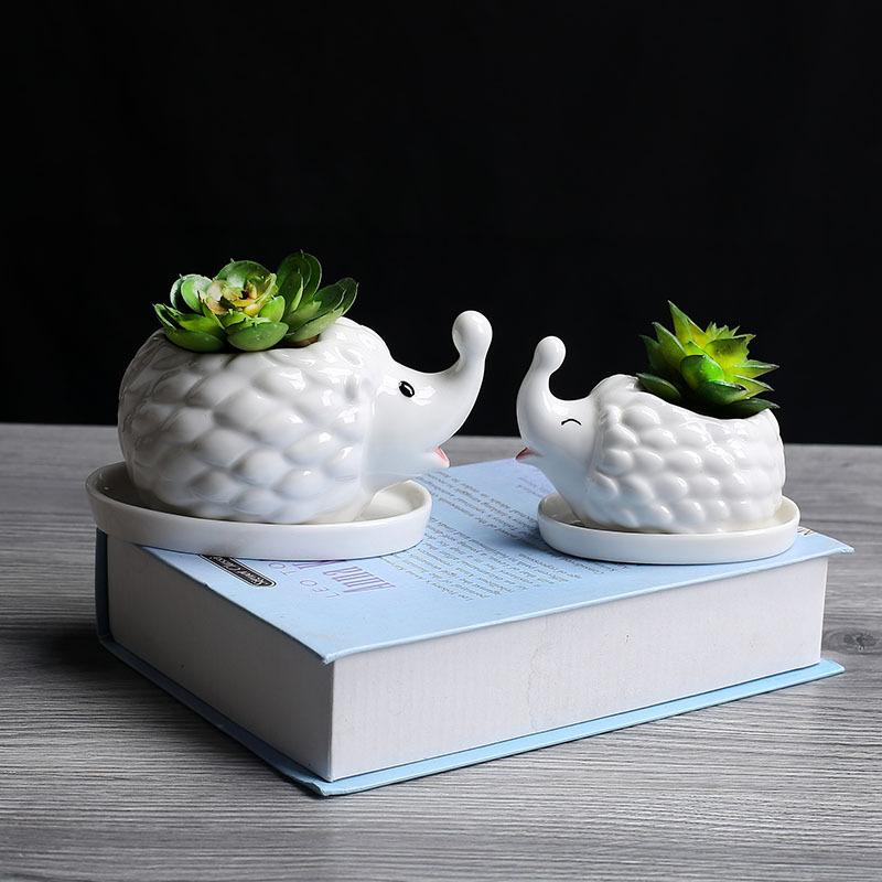 Succulent Ceramic Flower Pot, Gardening Creative Flower Pot With Tray, Korean Office Desktop Potted Ceramic Crafts