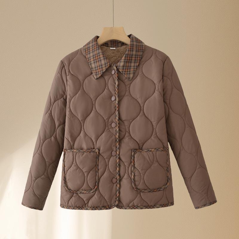 Stylish Velvet-Lined Cotton Jacket for Middle-Aged & Elderly Women - 2025 Autumn/Winter Collection