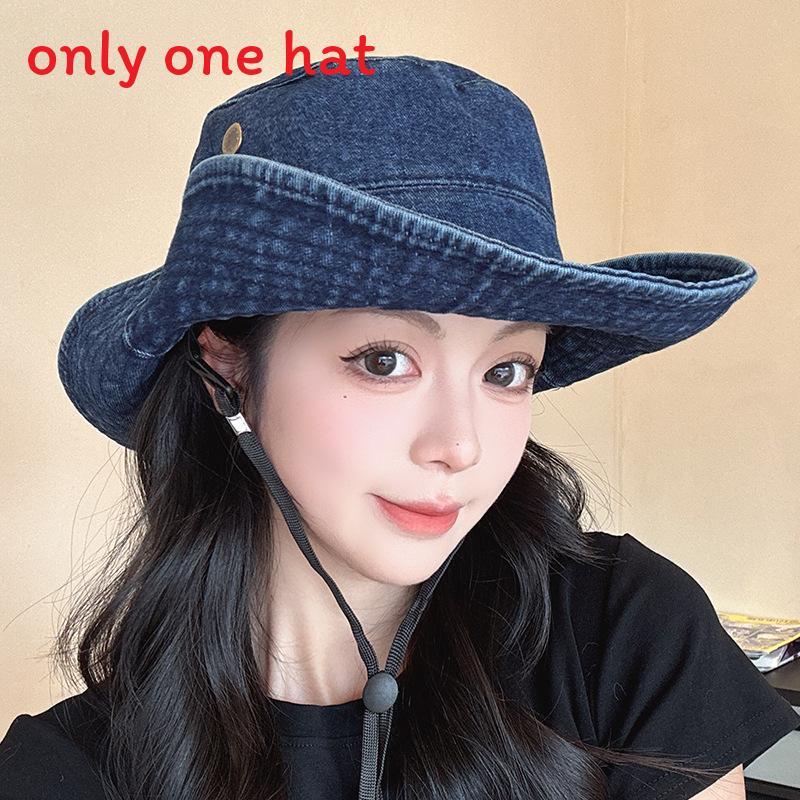

Cowboy Summer Canvas Hat With Wide Brim And Breathable Cotton For Casual Outdoor Activities темно-синього кольору