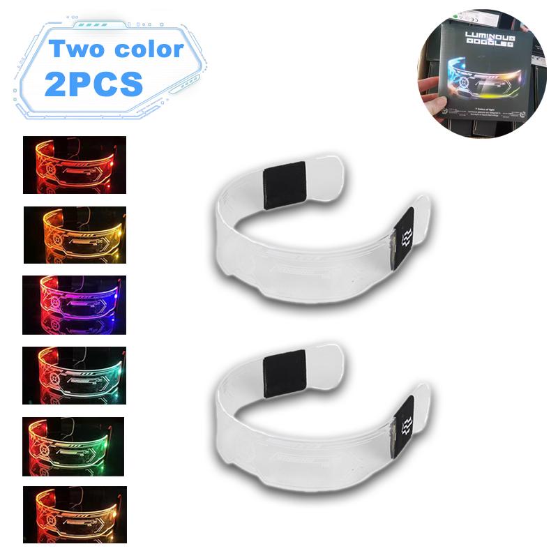 LED Colorful Glowing Glasses Neon Party Christmas Halloween Decoration LED Glowing Glasses Props Holiday Performance Props