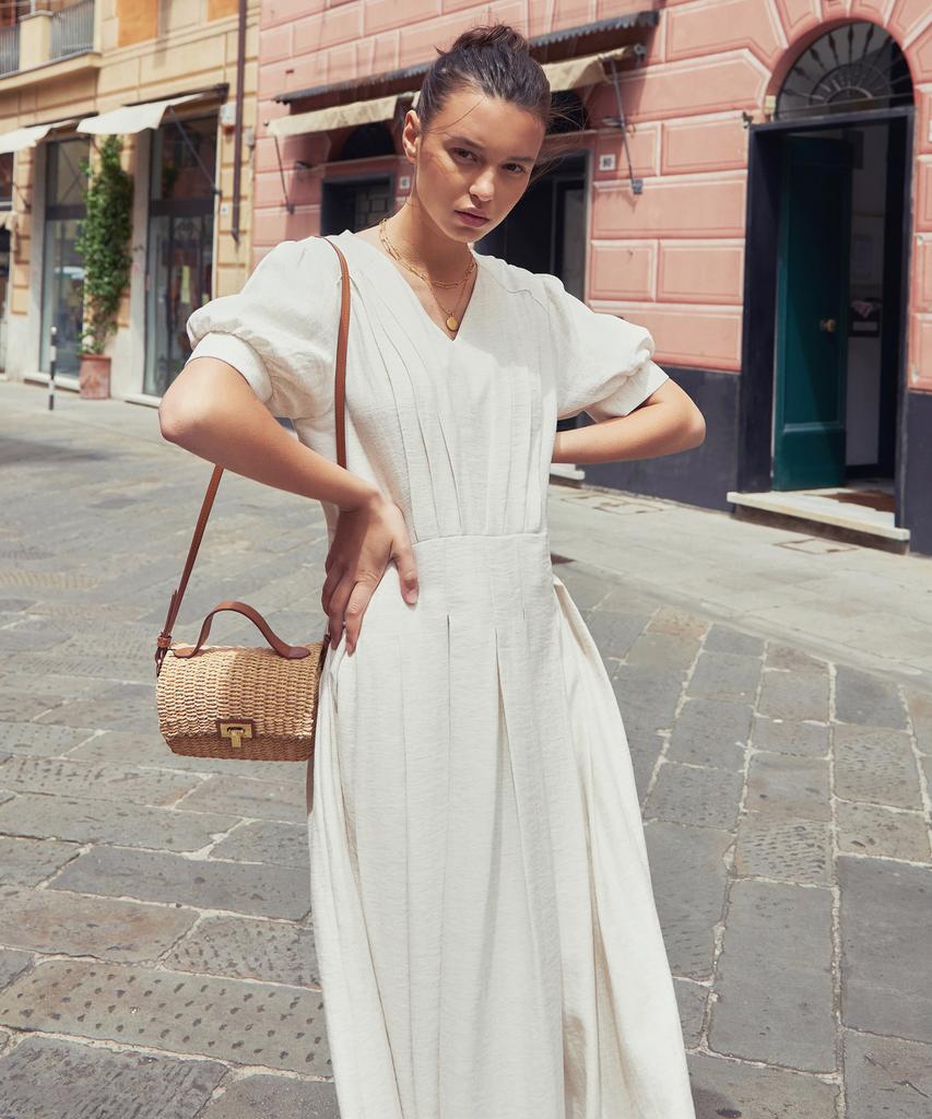 ADAUL Voluminous V-Neck Dress - 2 Colors