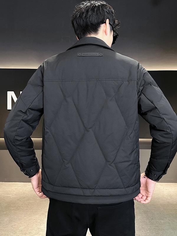 Men's Lightweight Down Business Jacket: Fall/Winter 2025 Shirt-Style Lapel, Solid Color for Administrative Casual Wear