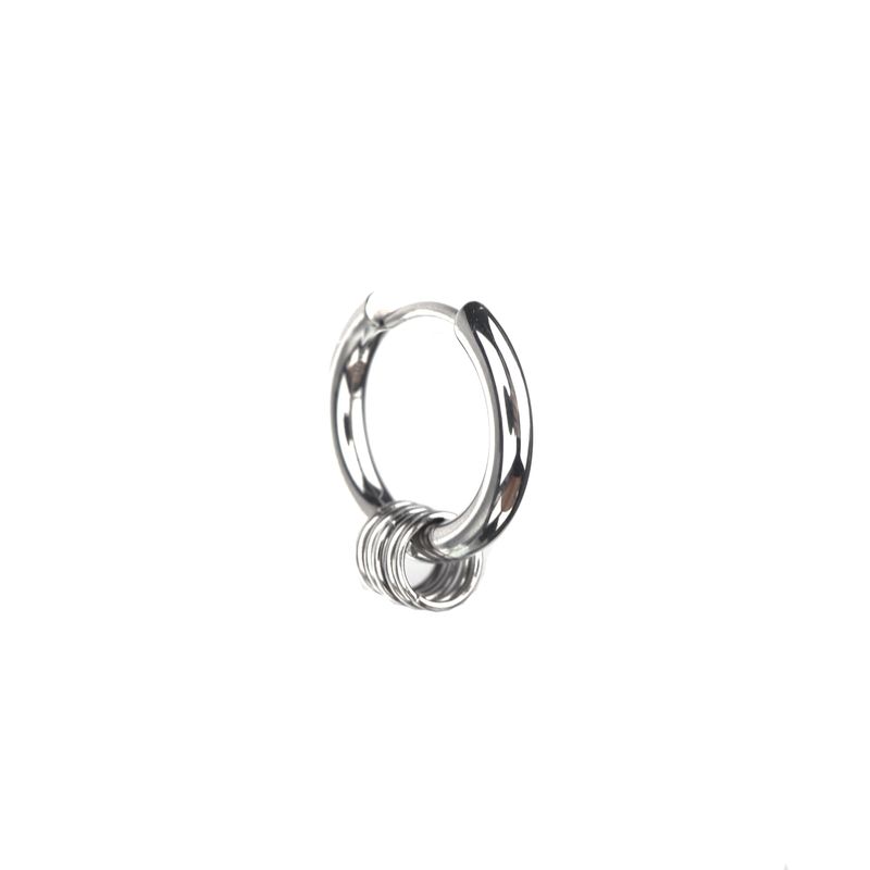 

Shinma Metal Silver Titanium Steel Hanging Ring with Ring Earrings Earth Cool Punk European Style Elegant Piercing Earrings A
