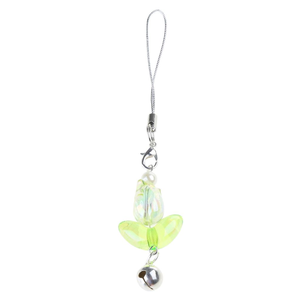 Sweet Tulip Flower Bell Phone Charm Straps Car Key Hangings Pendants Fashion Bag Decoration Lanyard Purse Accessories