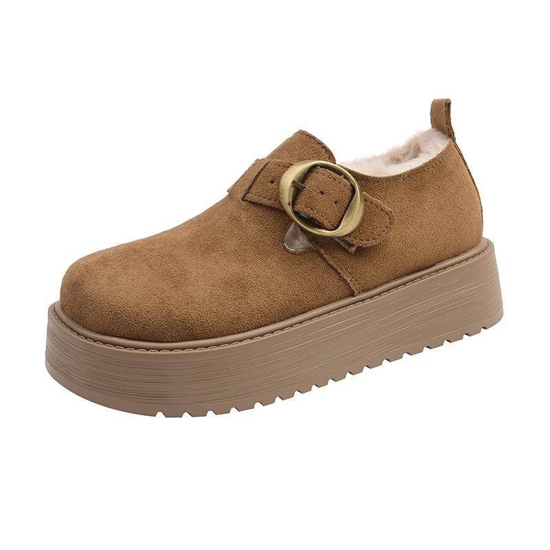 Thick-soled Velvet Women's Winter Warm Snow Boots, New One-pedal Bread Cotton Shoes, Lazy Doudou Shoes